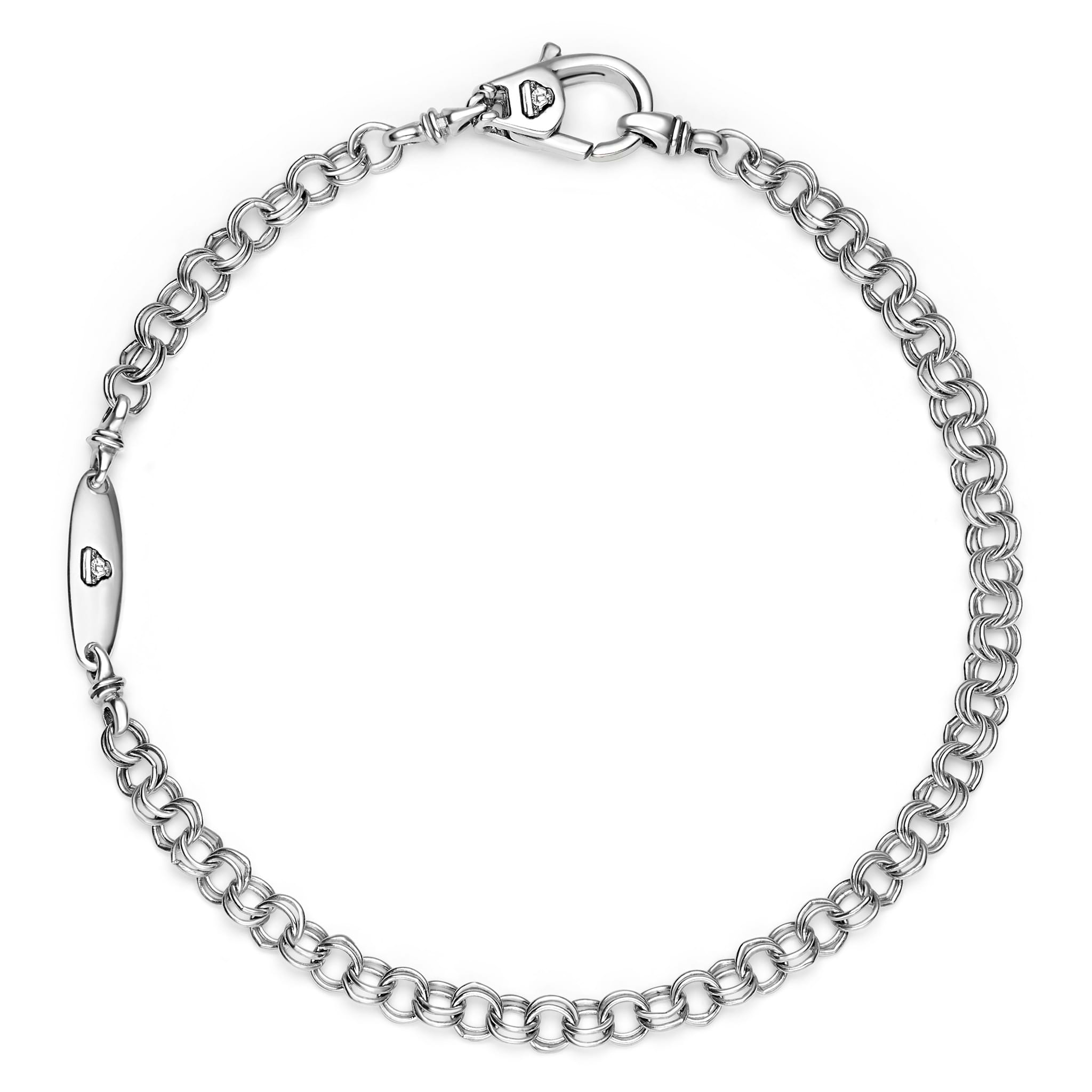 Sterling silver double cable chain bracelet, 3 mm, with lobster clasp