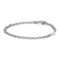 smooth sterling silver double cable chain link bracelet, 3 mm, lobster clasp close-up