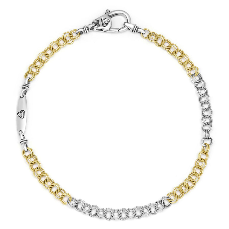 Two-Tone 3.5 mm double cable chain bracelet in sterling silver and 18K gold