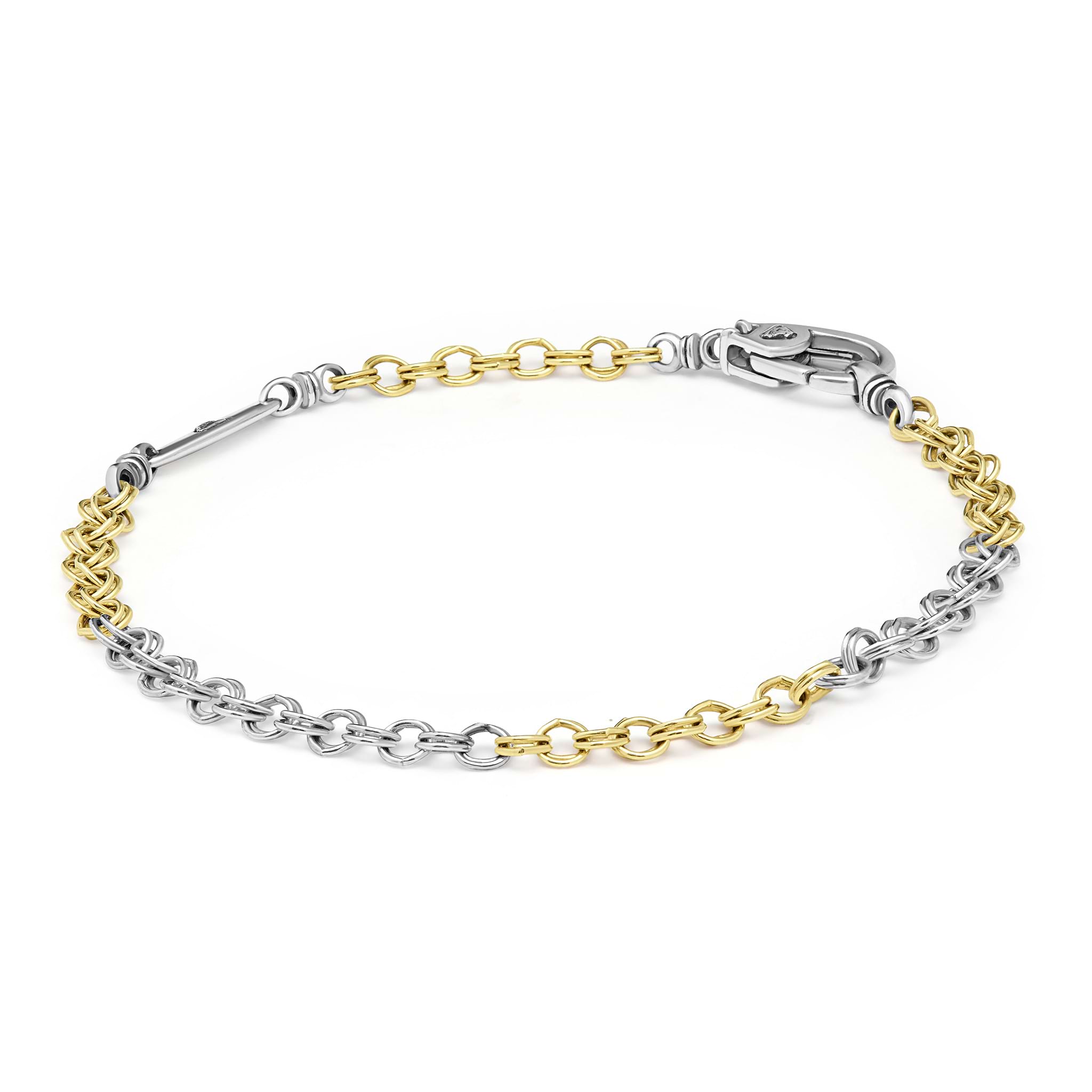 Two-Tone 3.5 mm double cable chain bracelet in sterling silver and 18K gold