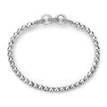 top view of Silver bracelet with interlocking circle design on a white background