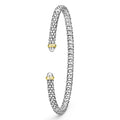  3mm, showcasing silver and gold bead-textured chain with Caviar beading, finished with polished collars.