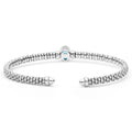  3mm features sterling silver snake-style beaded chains, 14K gold accents, and a vivid blue topaz centerpiece.