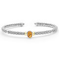 Signature Caviar Two-Tone Citrine Oval Mini Versa Torque Bracelet with sterling silver caviar beading, featuring a faceted citrine gemstone and 18K gold accents.