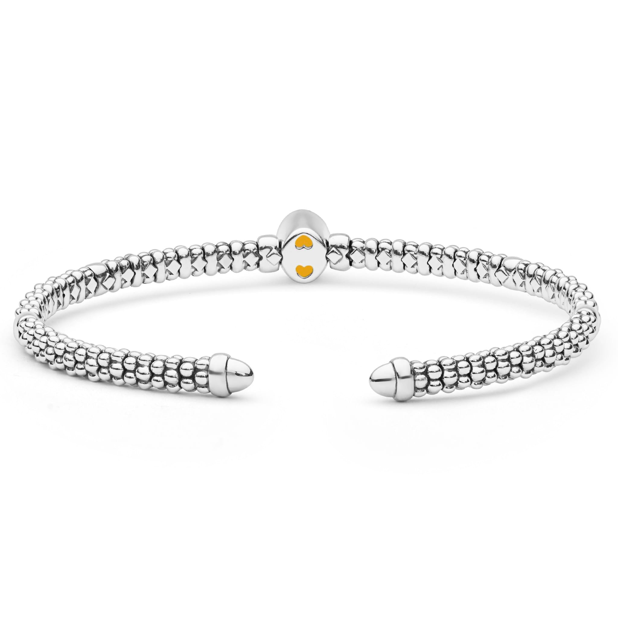 Signature Caviar Two-Tone Citrine Oval Mini Versa Torque Bracelet featuring sterling silver caviar beading, 14K gold accents, and a central oval citrine gemstone.