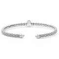 Signature Caviar Two-Tone White Topaz Oval Mini Versa Torque Bracelet features sterling silver caviar beading, 14K gold accents, and a white topaz gemstone centerpiece.