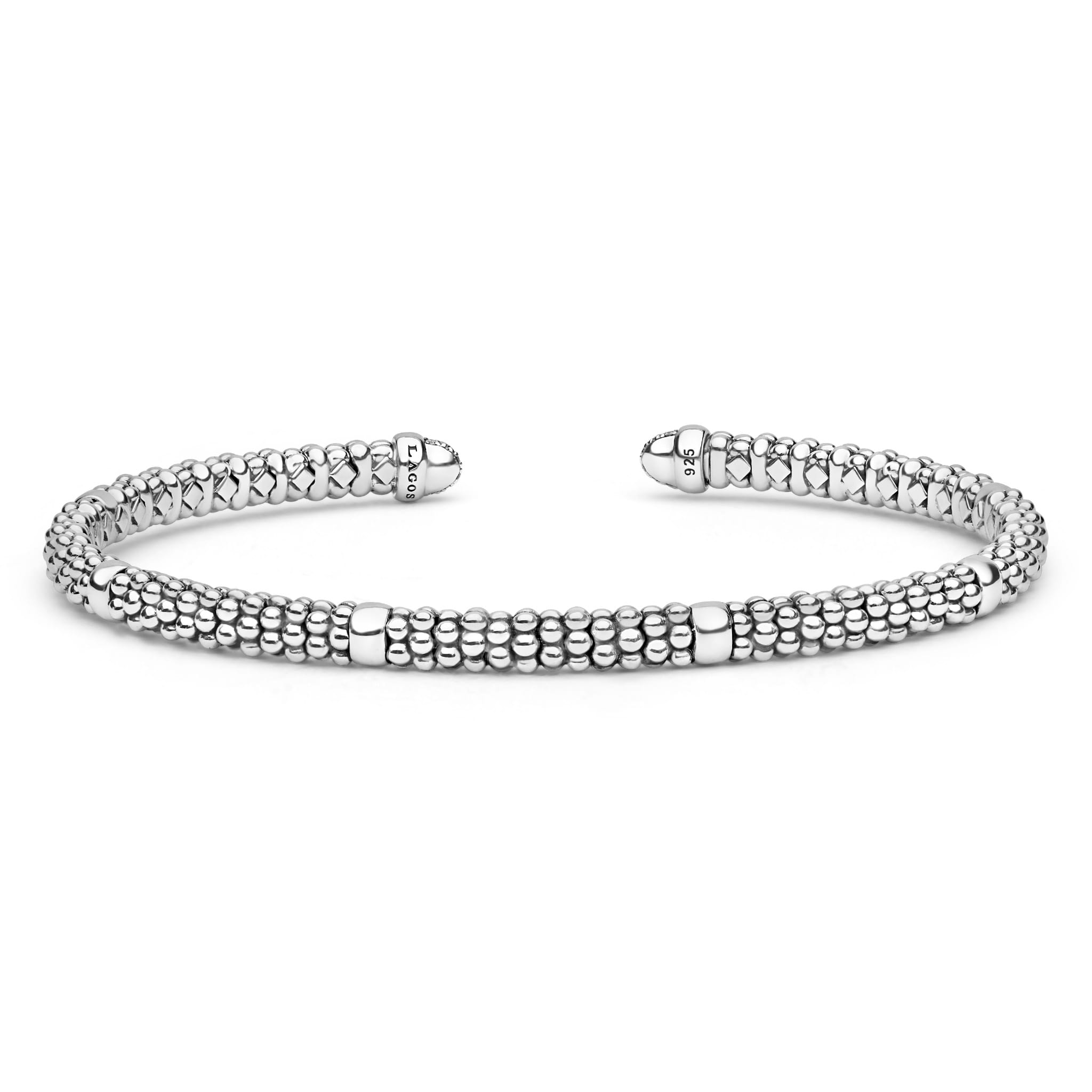 Back view of Silver Caviar Diamond  Mini Versa Torque Bracelet