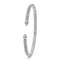  3mm: Sterling silver cuff with caviar beading, 14K gold accents, and pavé diamond-tipped 18K gold end caps.