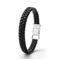 Anthem Black Braided Vegan Leather and Two-Tone Bracelet featuring a LAGOS-branded sterling silver clasp, showcasing modern style and craftsmanship.