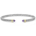  3mm featuring polished sterling silver beads, 14K gold accents, and amethyst cabochon end caps for a refined, modern look.