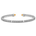 Signature Caviar Two-Tone Citrine Mini Versa Torque Bracelet in sterling silver with 14K gold details, featuring caviar beading and cabochon-cut citrine gemstone end caps.
