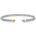  3mm, featuring sterling silver caviar beading, 18K gold collars, and citrine cabochon ends for refined elegance.