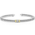  3mm, features sterling silver caviar beading, a diamond pavé bead, and 14K gold accents, showcasing LAGOS craftsmanship.