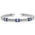  5mm, showcasing sterling silver caviar beading with 18K gold stations and ultramarine ceramic accents.