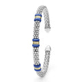  5mm featuring sterling silver caviar beading, with 18K gold stations and ultramarine ceramic accents.