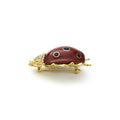 Rare Wonders 18K Gold Red Jade and Onyx Lady Bug Pin