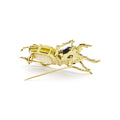 Rare Wonders 18K Gold Lemon Quartz and Onyx Stag Beetle Pin