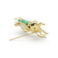 Rare Wonders 18K Gold Turquoise and Onyx Stag Beetle Pin