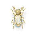 Rare Wonders 18K Gold Blue Chalcedony and Onyx Beetle Pin