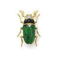 Rare Wonders 18K Gold Maw Sit Sit and Onyx Beetle Pin
