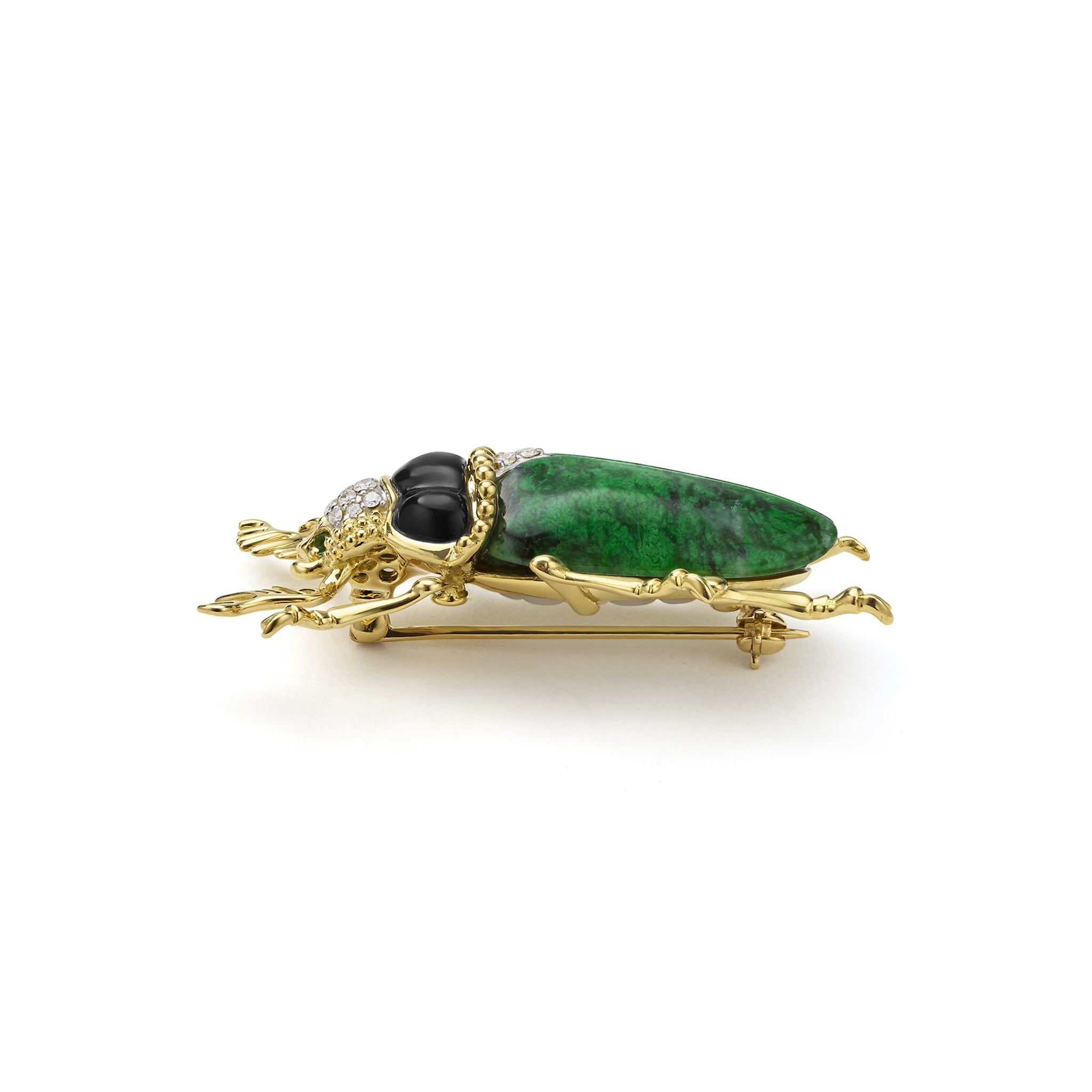 Rare Wonders 18K Gold Maw Sit Sit and Onyx Beetle Pin