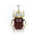 Rare Wonders 18K Gold Iddingsite and Diamond Hercules Beetle Pin