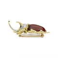 Rare Wonders 18K Gold Iddingsite and Diamond Hercules Beetle Pin