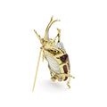 Rare Wonders 18K Gold Iddingsite and Diamond Hercules Beetle Pin
