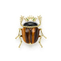 Rare Wonders 18K Gold Tigers Eye and Diamond Scarab Beetle Pin