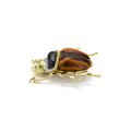 Rare Wonders 18K Gold Tigers Eye and Diamond Scarab Beetle Pin