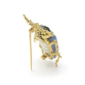 Rare Wonders 18K Gold Blue Chalcedony and Onyx Goliath Beetle Pin
