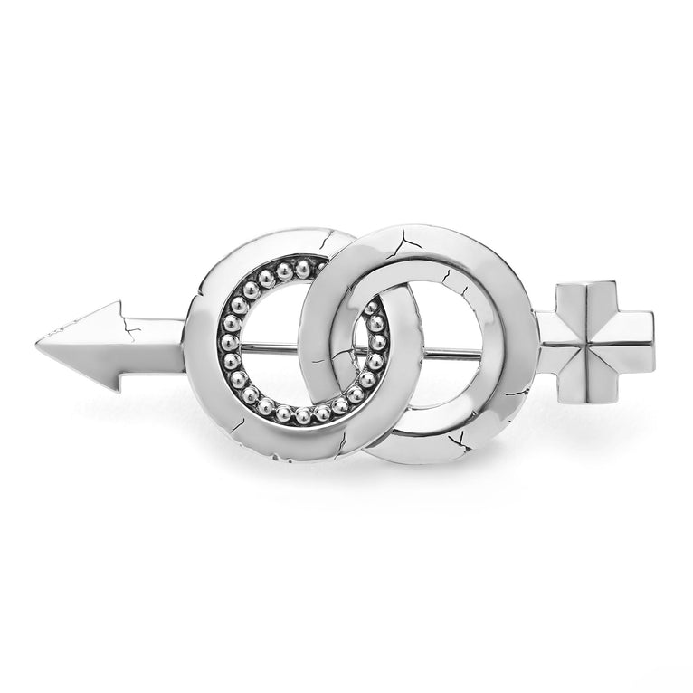 Meticulously crafted sterling silver pin that symbolizes love and unity.