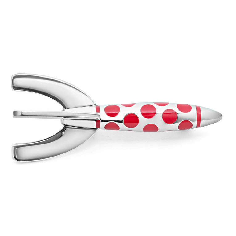 Meticulously crafted sterling silver rocket pin accented with red enamel that adds a bold statement to your style.