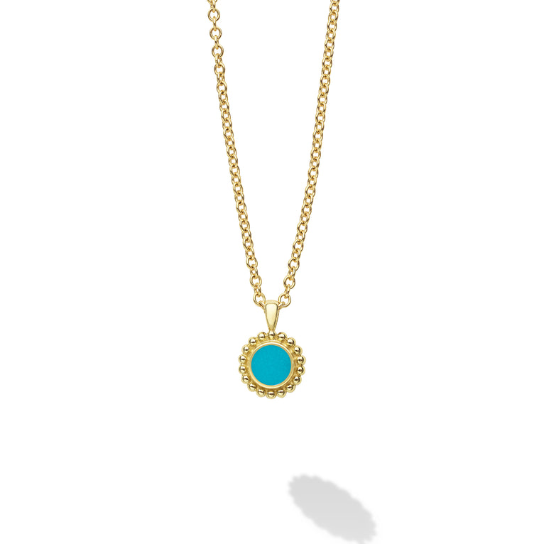 Covet 18K Gold Round Turquoise Pendant Necklace