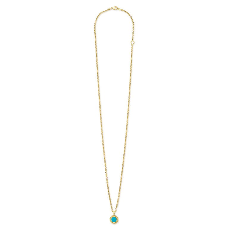 Covet 18K Gold Round Turquoise Pendant Necklace