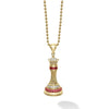 A LAGOS exclusive. Beautifully crafted 18k gold queen chess piece accented with precious ruby sapphires and diamonds. LAGOS diamonds are the highest quality natural stones.
