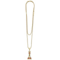 Rare Wonders Ruby and Diamond Queen Pendant Necklace featuring an 18K gold beaded chain, adorned with ruby and diamonds, showcasing LAGOS craftsmanship.