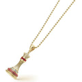 Rare Wonders Ruby and Diamond Queen Pendant Necklace in 18K gold, featuring a detailed chess-piece pendant adorned with rubies and diamonds, reflecting LAGOS craftsmanship.