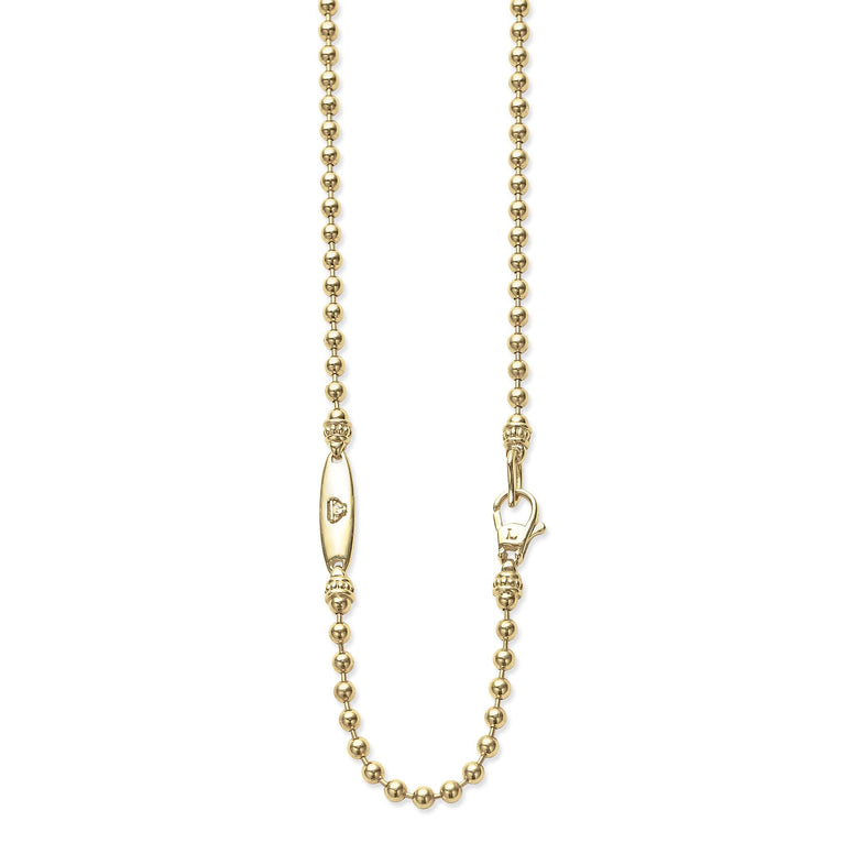 Rare Wonders 18K Gold King Pendant Necklace features polished gold beads on an adjustable ball chain with a lobster clasp, showcasing LAGOS's artisanal elegance.