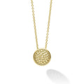 18k gold Caviar beading forms this circle pendant necklace. Finished on a 16-18 inch adjustable link necklace.