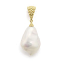 18K gold Caviar beading frame this timeless cultured freshwater pearl baroque pendant.