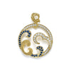 This captivating pendant features stunning blue sapphire set against curved waves of luxurious 18k gold. Sparkling diamonds accentuate this elegant design. Perfect for adding a pop of color and a touch of luxury to any ensemble.