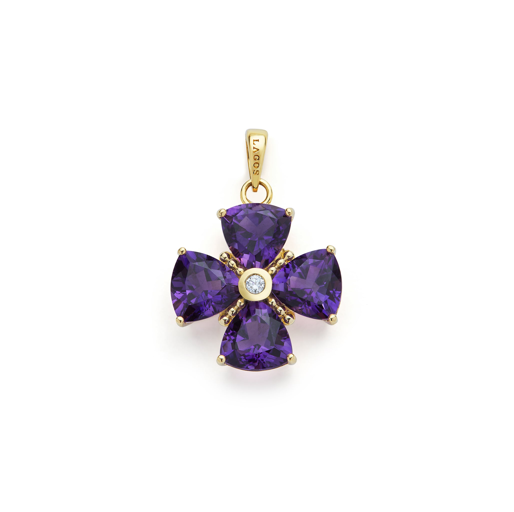 Rittenhouse 18K Gold Amethyst and Diamond Flower Pendant