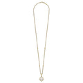 Full view of 18K Gold Fleur Pearl Diamond Pendant Necklace