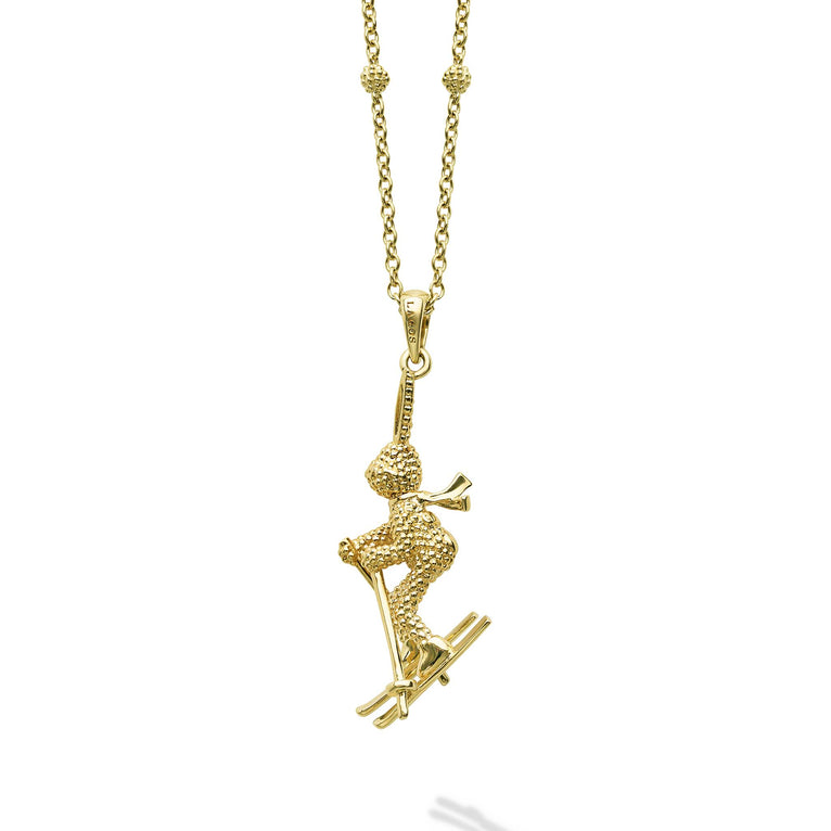 Rare Wonders 18K Gold Ski Karat Pendant Necklace