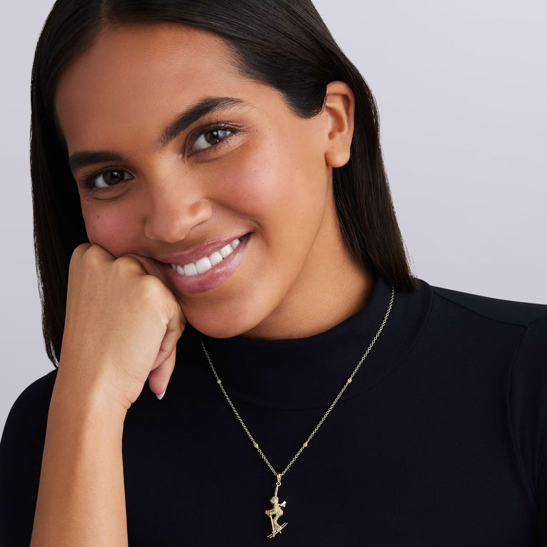 Rare Wonders 18K Gold Ski Karat Pendant Necklace