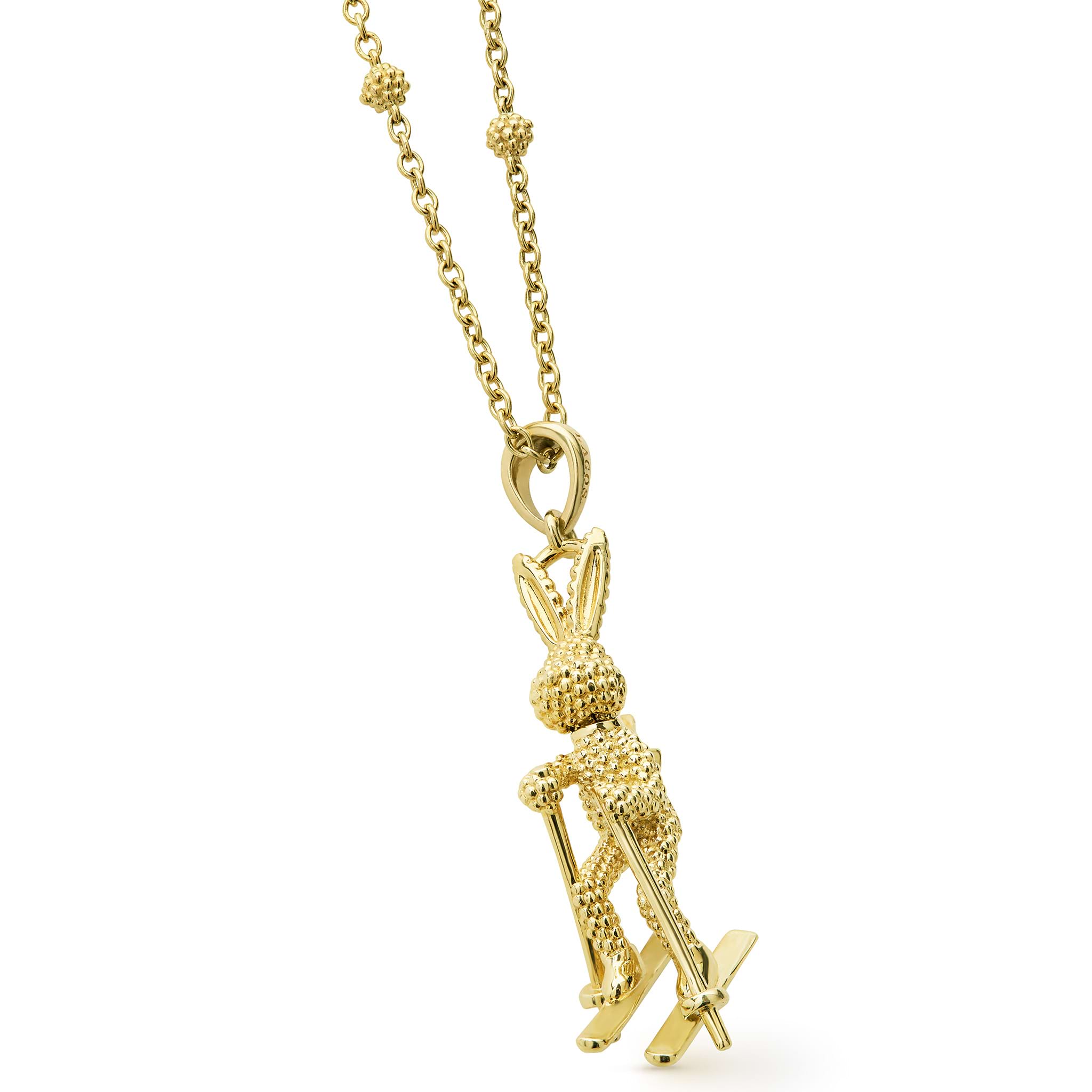 Rare Wonders 18K Gold Ski Karat Pendant Necklace