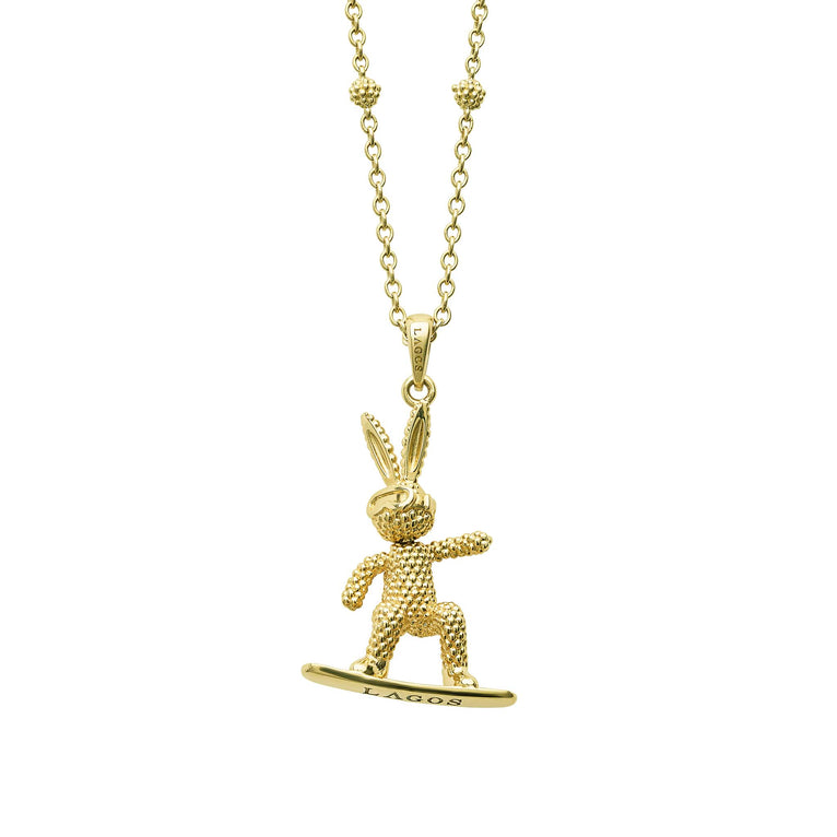 Rare Wonders 18K Gold Snowboard Karat Pendant Necklace