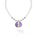 18K Gold Amethyst and Pearl Pendant Necklace