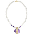 18K Gold Amethyst and Pearl Pendant Necklace
